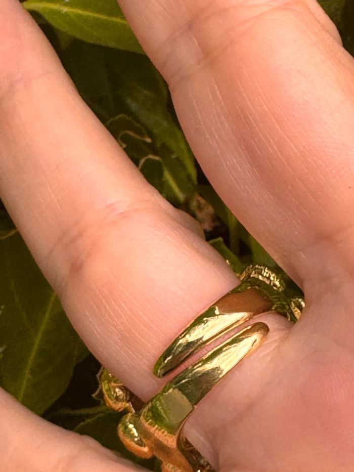 Grosse bague habaha Paris acier inoxydable or habaha Paris œil de tigre perles d’eaux douces - photo numéro 3