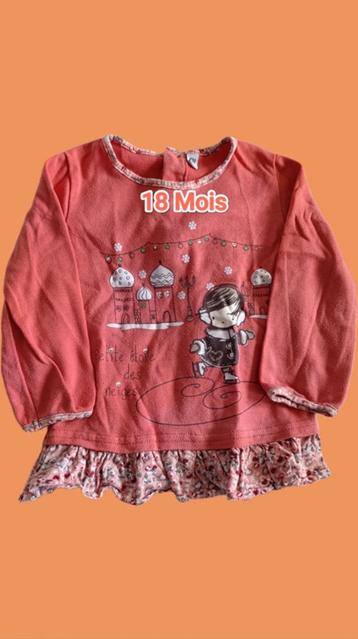 Tee shirt long bébé. 18 Mois.