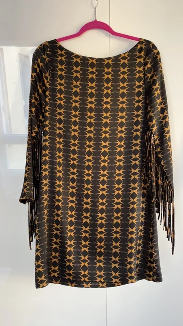 Jolie robe droite - noire & camel