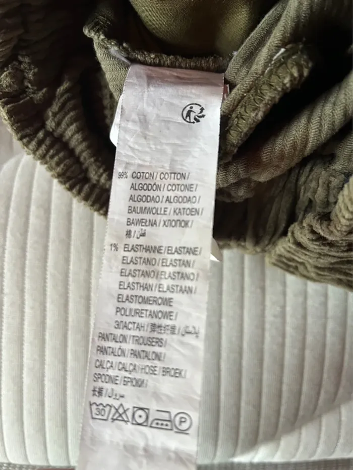 Pantalon droit velours côtelé kaki Kiabi - photo numéro 8