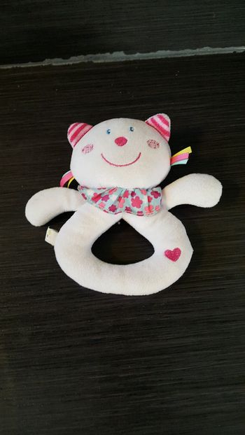 Hochet peluche chat blanc