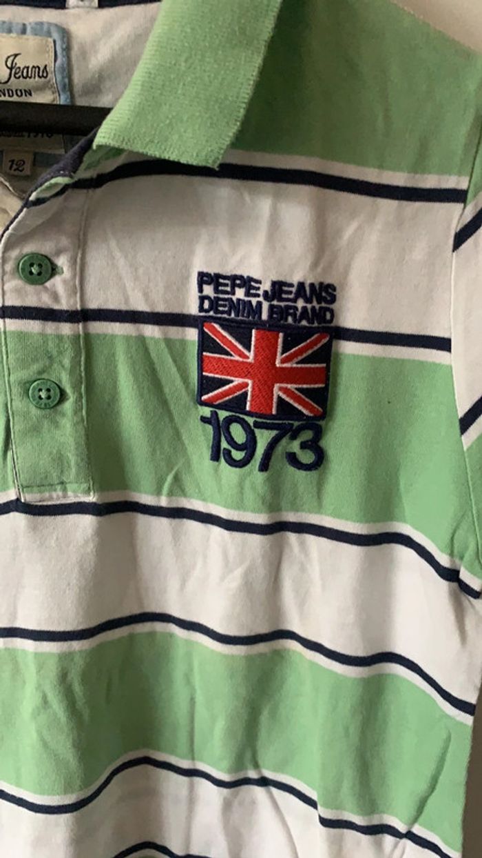 Polo vert blanc 12 ans Pepe Jeans London 1973 - photo numéro 2