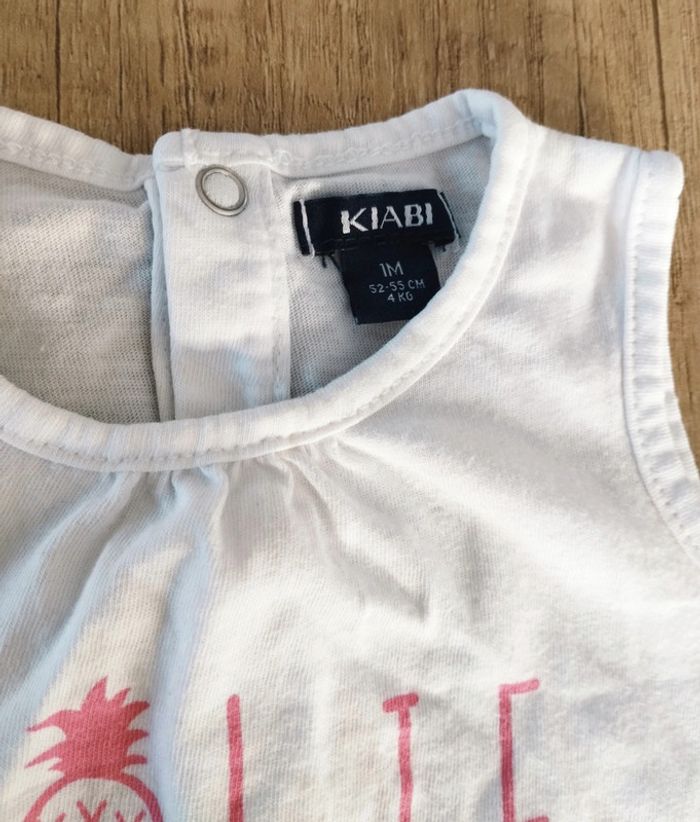 Robe sans manches fille rose et blanc taille 1 mois Kiabi - photo numéro 3