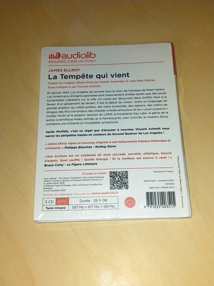 Audiolib La tempête qui vient James Ellroy sur blister - photo numéro 2