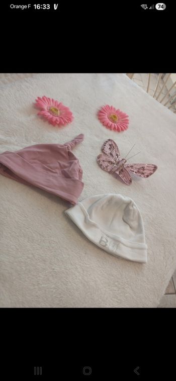 Lot de 2 bonnets naissance 