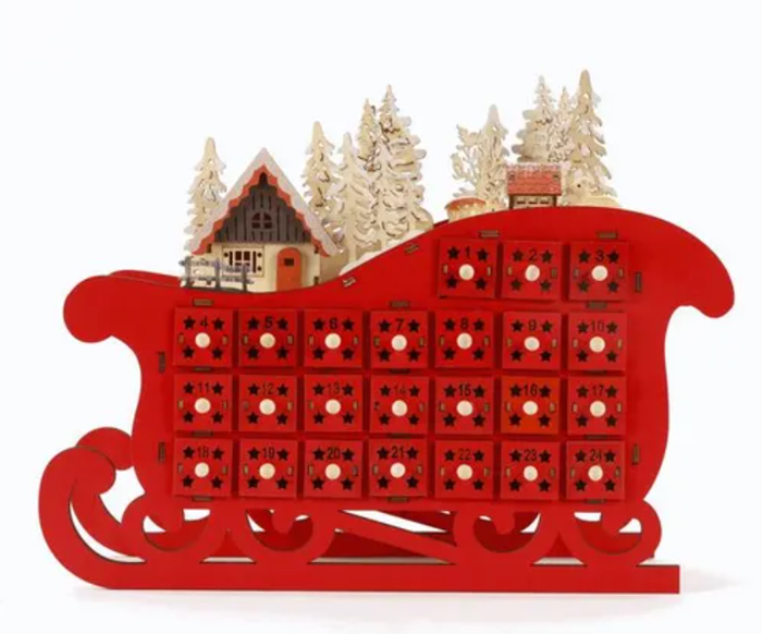Noël Calendrier de l'avent en bois avec LED et 24 tiroirs NEUF 100% - photo numéro 6