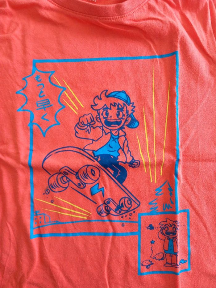 Tee-shirt orange thème skate kiabi 6ans - photo numéro 3