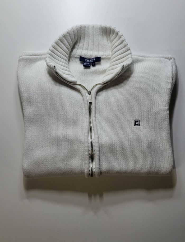 Sweat zippé blanc Chaps – Taille L – excellent état – logo brodé