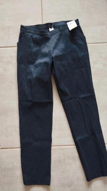 Pantalon tregging bleu  marine  taille s brillant avec  effets