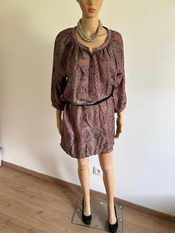 Robe courte marron beige Maison Scotch taille S bon état - photo numéro 3