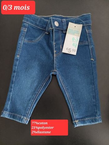 Pantalon en jean fille 3 mois