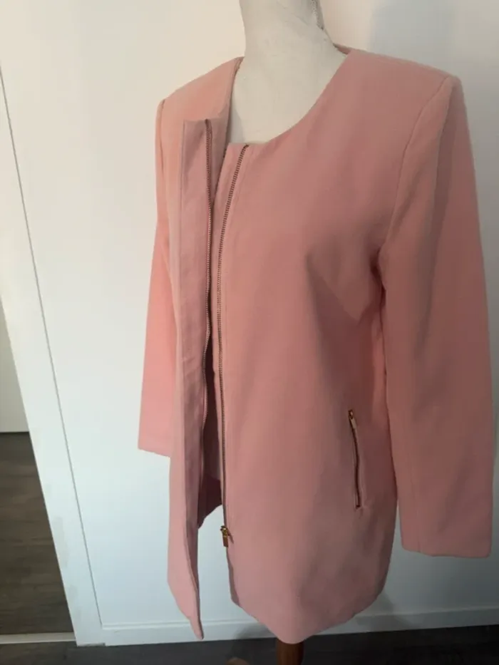 Manteau mi long rose poudré Women Only 38 ou M - photo numéro 7
