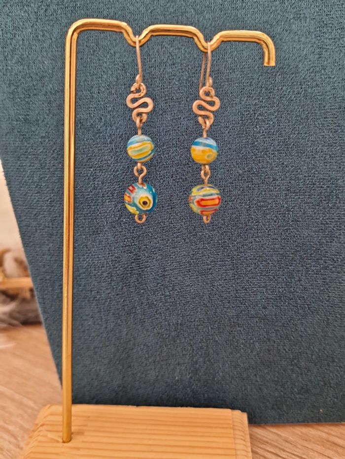 Parure Bijoux Boucle D'oreilles Serpents Perles Collier Réglable Soleil Perle - photo numéro 6
