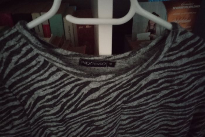 Pull gris zèbrè porté une fois - photo numéro 2