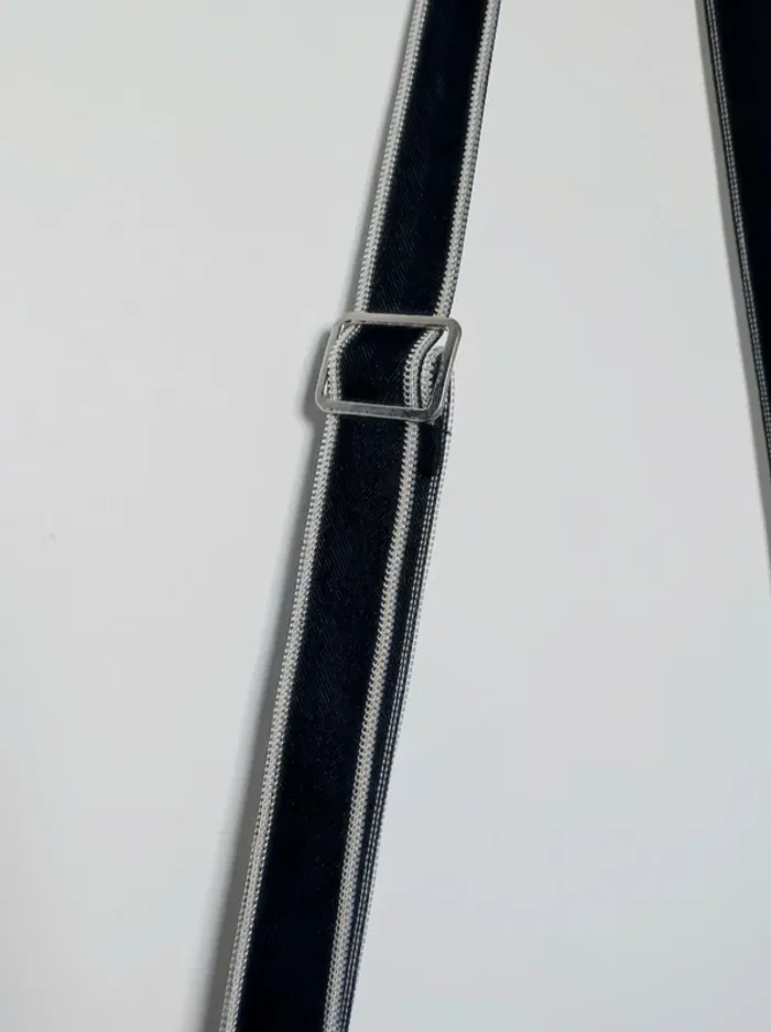 Sac à main bandoulière zip noir argent y2k / Creazip - 25×17×6cm - photo numéro 6