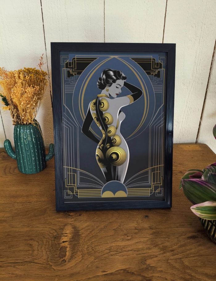 Poster Affiche A4 (21 × 29,7 cm) femme art déco – Déco murale