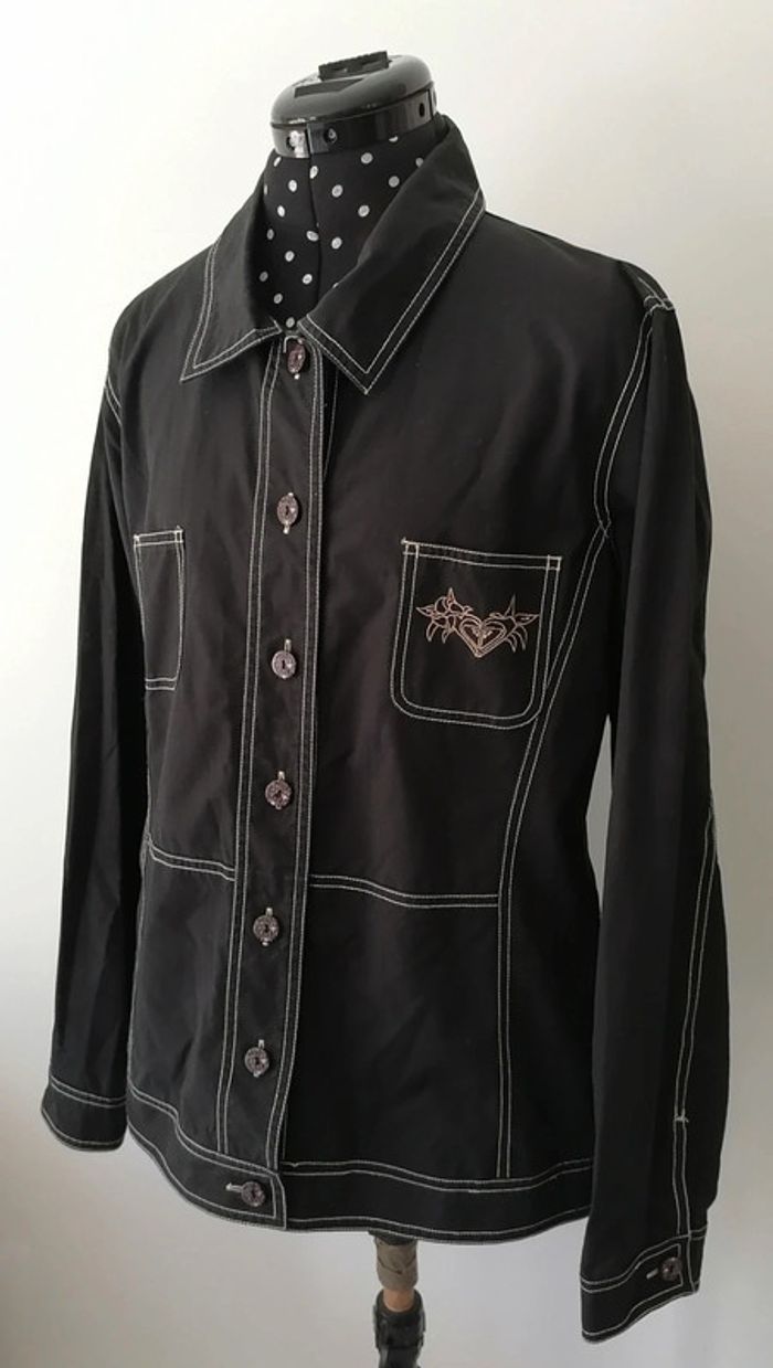 Veste / blazer noir broderie beige Taille XXL Quiksilver - photo numéro 3