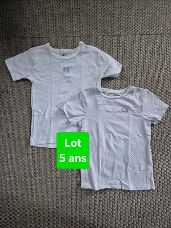 Lot de 2 maillots de corps mc mixtes - 5 ans