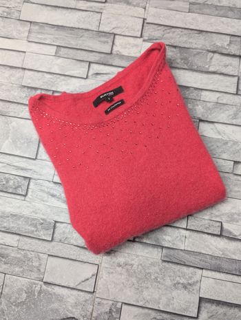 Pull 100% Cachemire Burton of London - Rouge Corail - Strass - Taille S