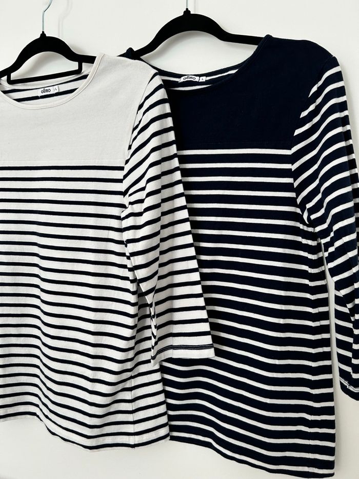 Lot 2 tshirts marinière manches 3/4 Gemo L - photo numéro 8