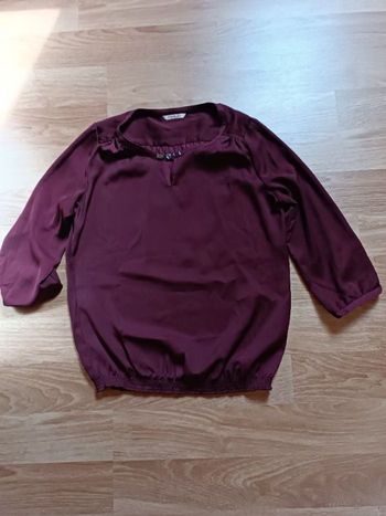 Blouse satin bordeaux 40 Camaïeu