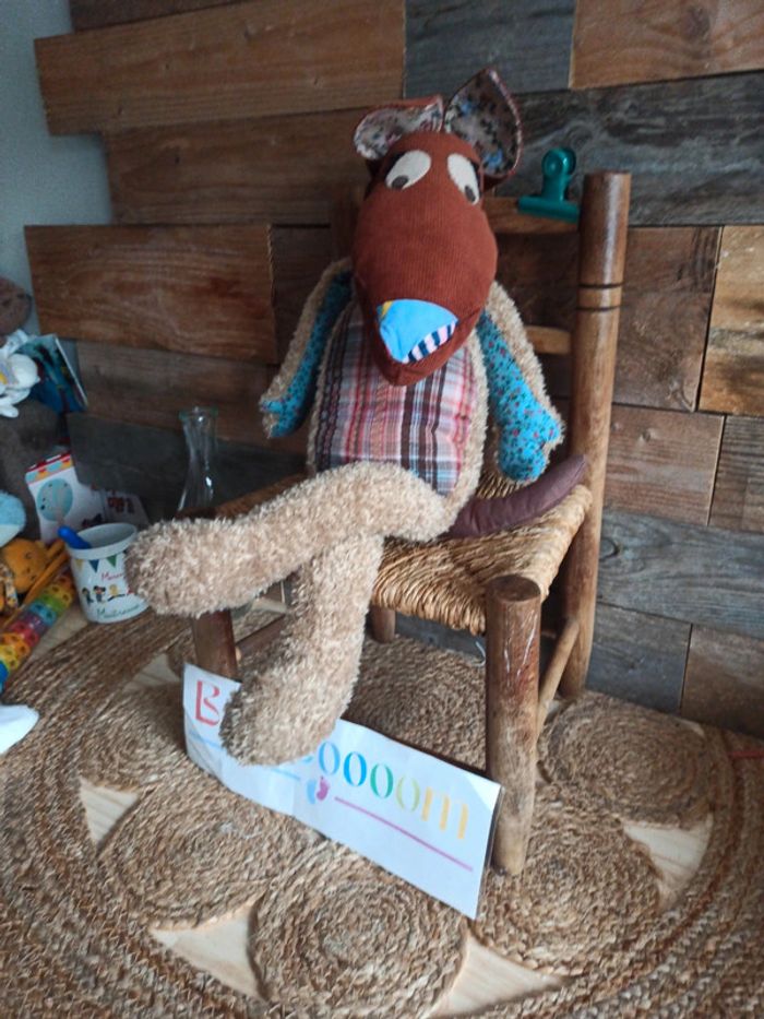 peluche grand loup patchwork tbe - photo numéro 2