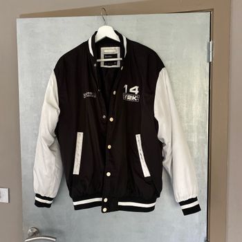 Blouson style universitaire américain noir et blanc taille S