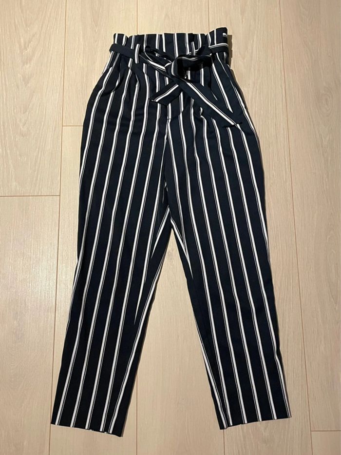 Pantalon fluide à rayures- taille haute - photo numéro 4