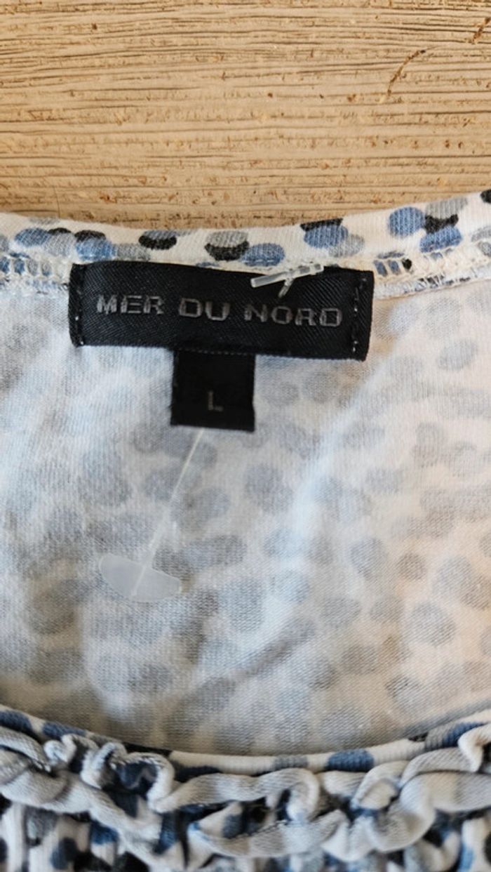 T shirt à manches longues, blanc à points bleus, Mer du Nord, tailleL, jamais mis - photo numéro 6