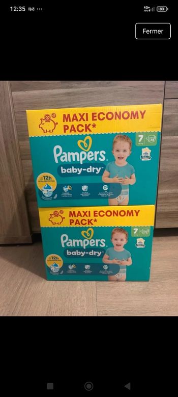 Couches Pampers taille 7 Baby Dry 2 cartons 