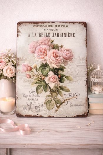 Plaque métallique fleurie 20×30 cm 