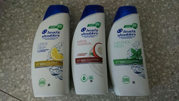 Lot de 3 shampooing head shoulder 625ml ( Coco, menthol, et citron)