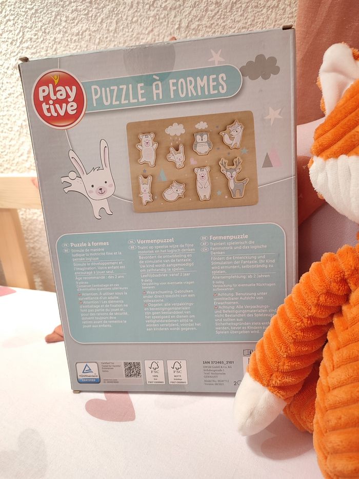 Puzzle à formes en bois - Thème animaux de la forêt -  Neuf - 2 ans et plus - Playtive - photo numéro 3