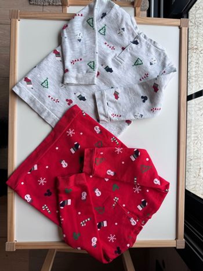 Lot 2 Sweats chauds Mickey Noel 24 mois gris & rouge jumeaux - photo numéro 2