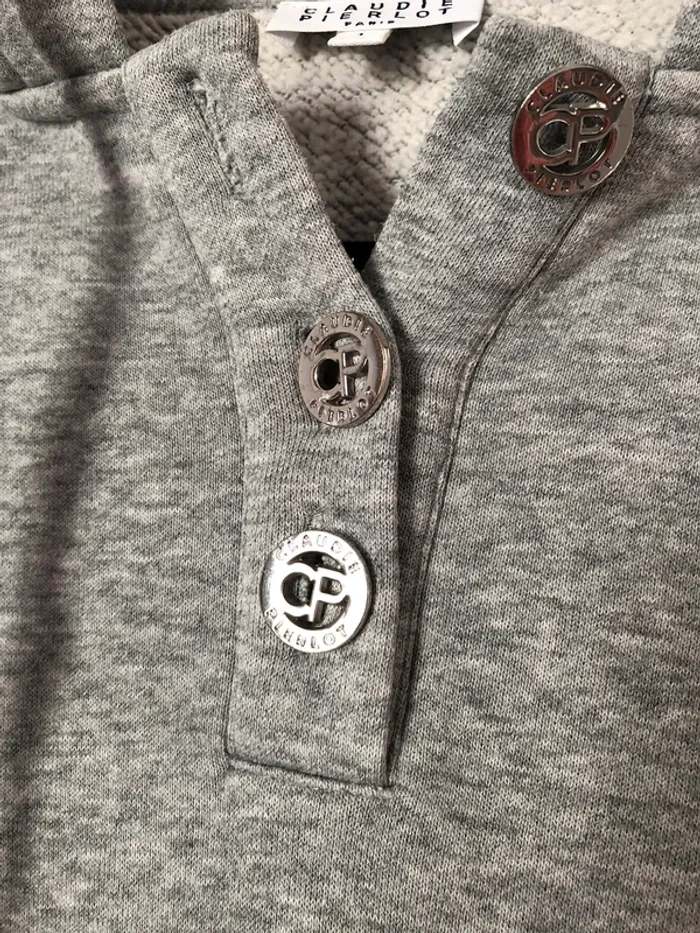 Sweat court à capuche gris comme neuf taille S Claudie Pierlot - photo numéro 4