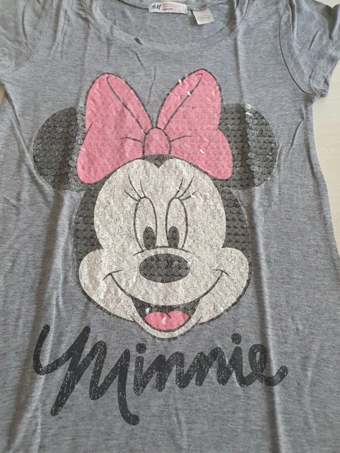 T-shirt Minnie gris - H&M - Taille 146/152 cm - photo numéro 2