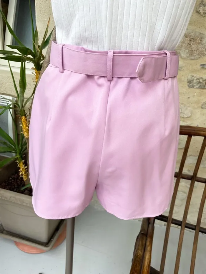 Missguided - Short taille haute tailleur lila rose pastel avec ceinture - photo numéro 2