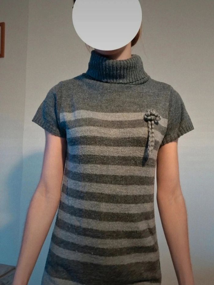 Robe pull à manche courte grise camaïeu taille M/38 - photo numéro 2