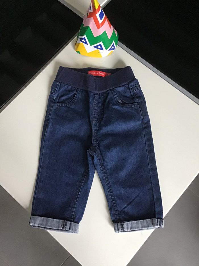 Pantalon jeans 9 mois à revers