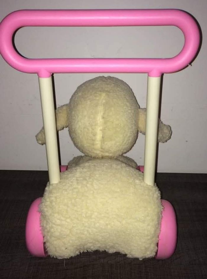 Trotteur Clairbois
Avec la tête qui bouge quand le trotteur avance 
Hauteur 46 cm 
Largeur 30 cm 
Profondeur 34 cm - photo numéro 3