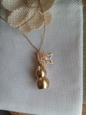 Collier gourde chinoise avec fleur et pierre d'Opale