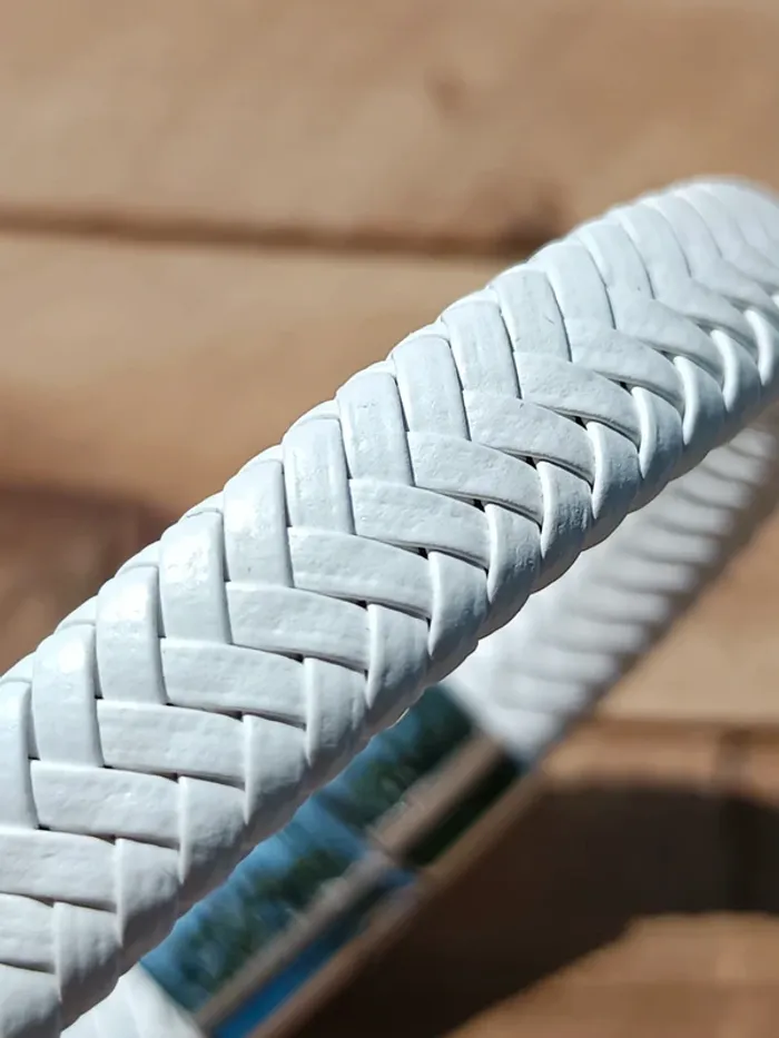 Bracelet cuir blanc pour homme - photo numéro 2