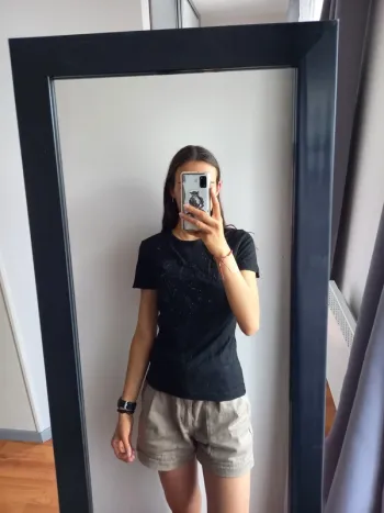 Tee-shirt manches courtes en coton noir