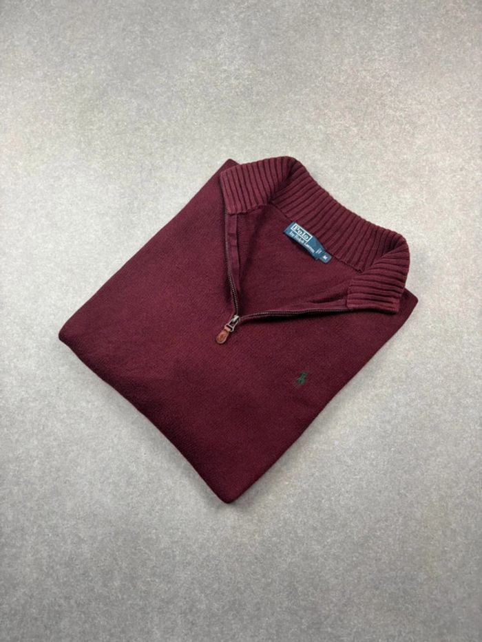 Pull d’hiver half zip 1/4 zip Ralph Lauren rouge col camionneur taille M