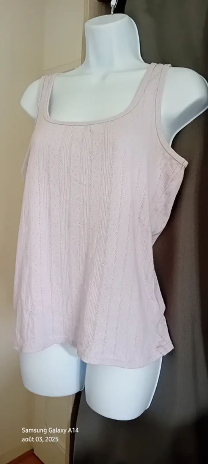 Débardeur en coton motif rayures losanges ajouré mauve femme 42/44 edeis la redoute - photo numéro 11