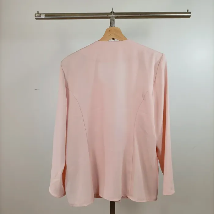 Veste élégante rose poudré Paris Style détails noirs bas de veste manches longues taille 44 A1476 - photo numéro 7