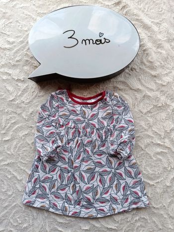 Robe manches longues Fille 3 mois Feuille Obaïbi