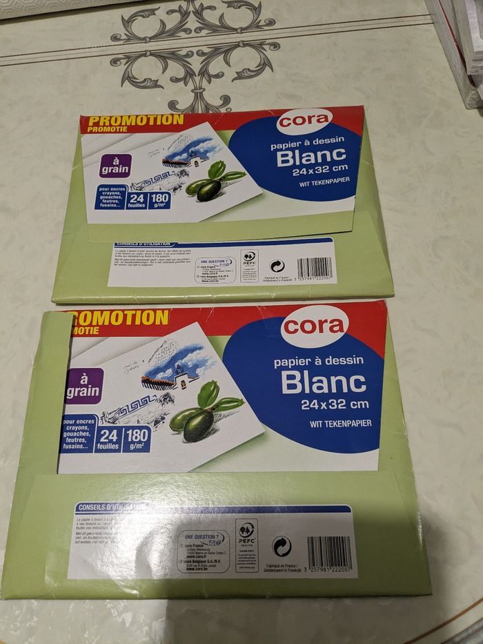 Lot de papier à dessin blanc à grain. Taille 24x32 cm. - photo numéro 2