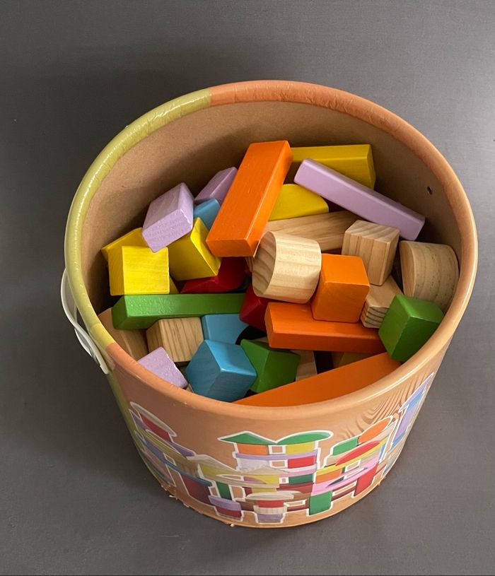 Baril de Jeu de construction Maxi Toys pièces en bois colorées - photo numéro 8