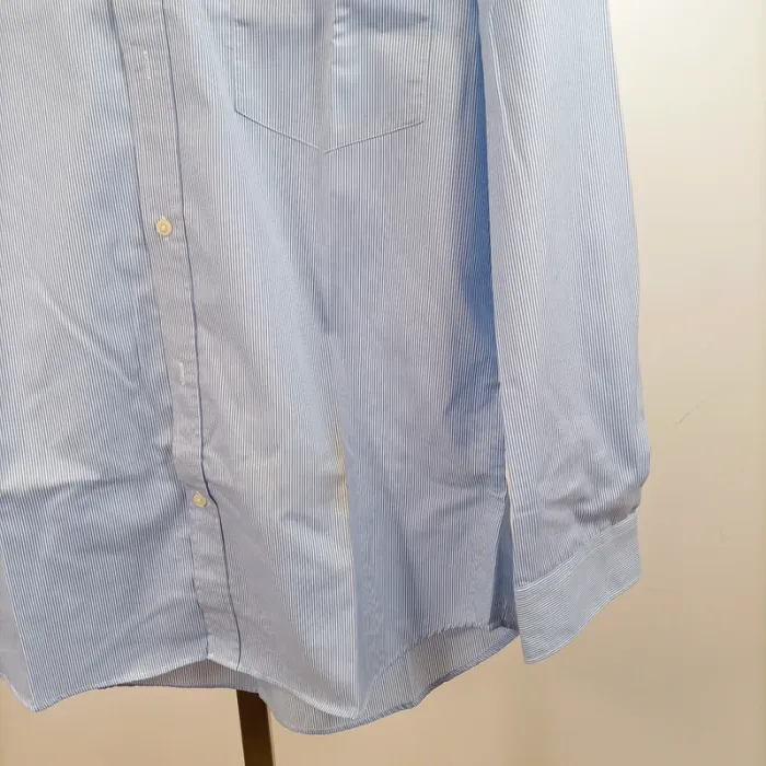 Chemise rayée bleu clair col boutonné coupe droite manches longues homme taille M A880 - photo numéro 4